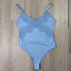 ZARA Blue Stringy Lace Bodysuit